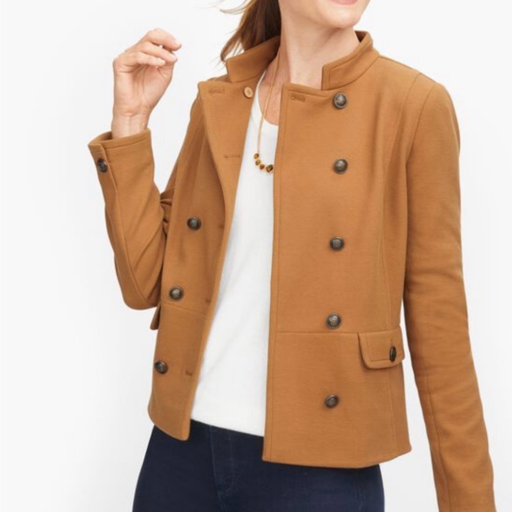 Talbots Double-Breasted Camel Pea Coat